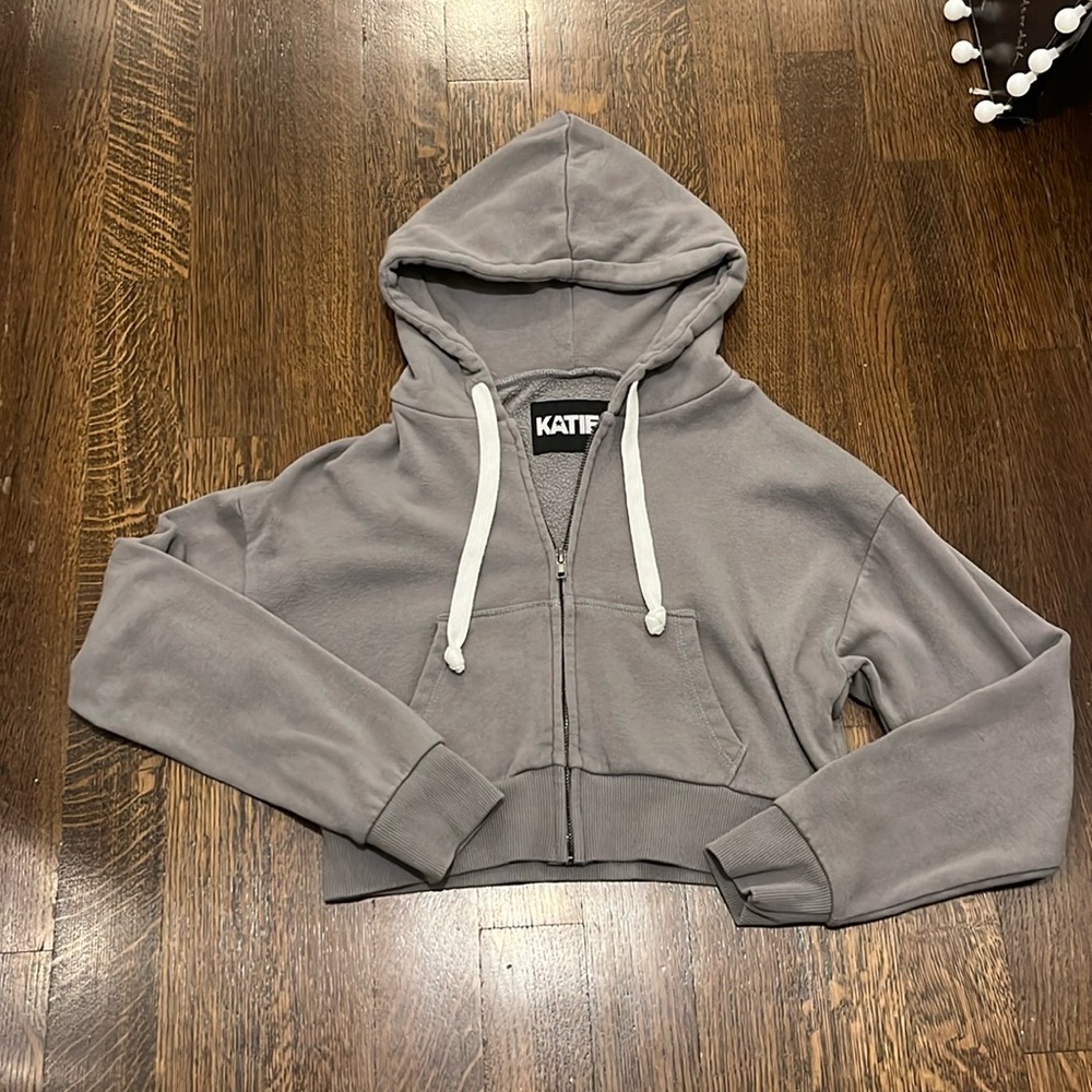 Grey Katie J NYC cropped tweens zip up
